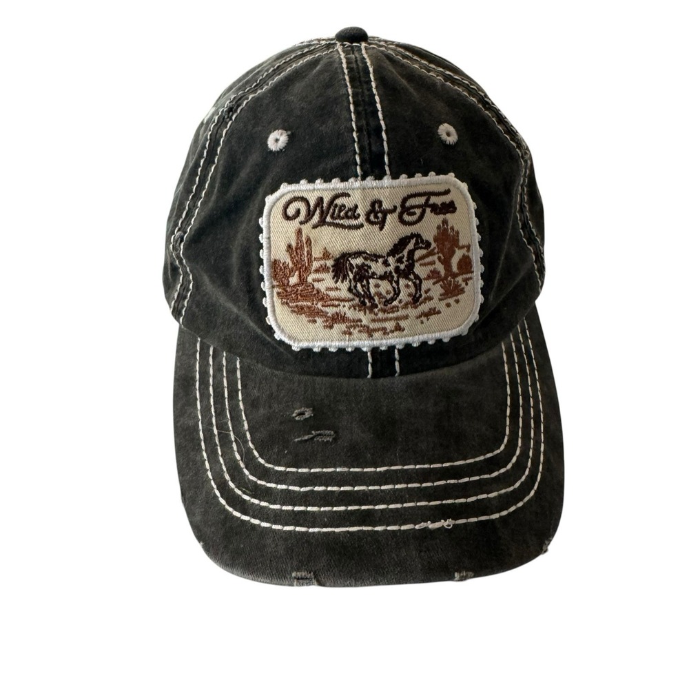 David and Young Baseball Cap Gray OS Wild & Free Distressed Adjustable Hat
